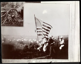 Copyphotograph of an Earlier Scrapbook Page with Two Images of the Naval Reserves at Fishers Island, New York, 1895